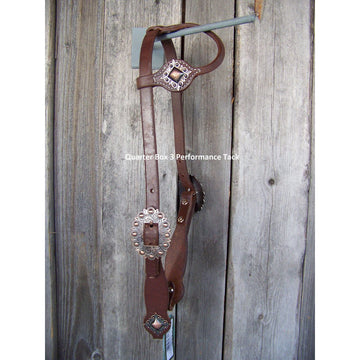 Headstall - Oiled Cowboy Culture Spotted Buckle w/Diamond Concho