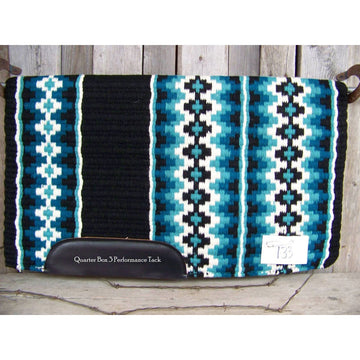Custom Luxe Show Blanket - 40x34 (Black Base with Turquoise Accents)