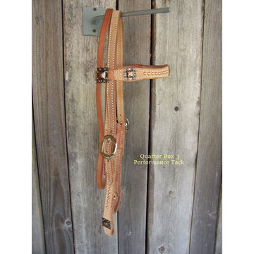 Headstall - Browband Rough Out Copper Square Conchos, Dots