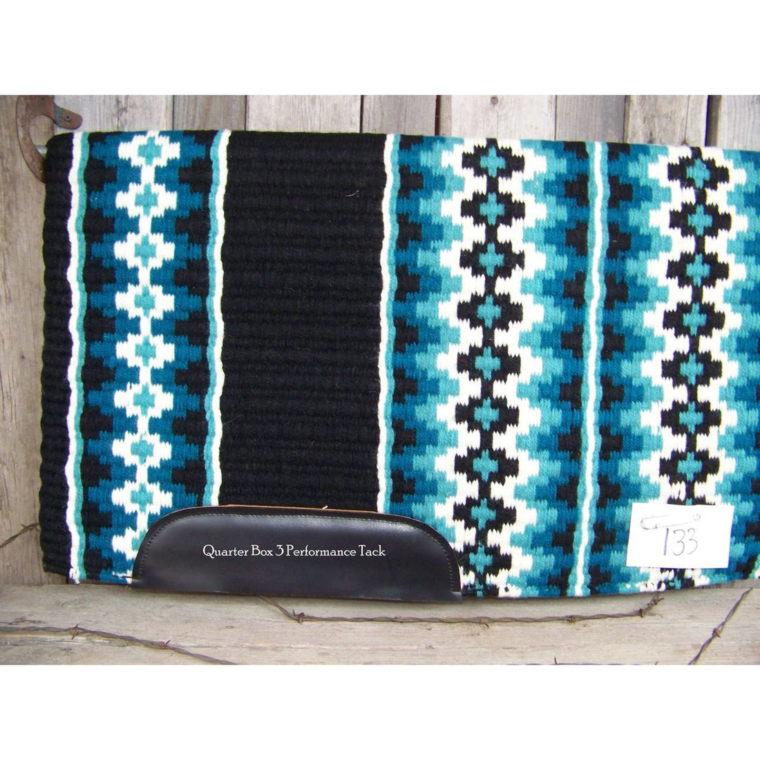 Custom Luxe Show Blanket - 40x34 (Black Base with Turquoise Accents)