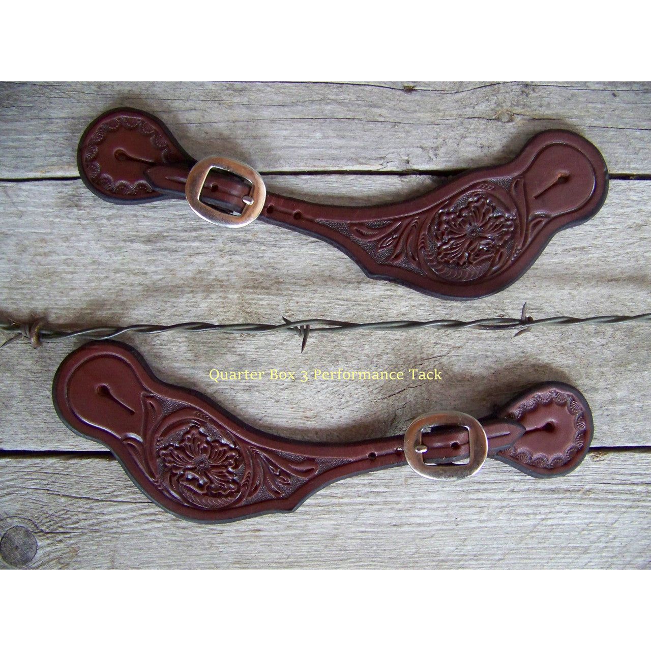 Spur Straps - Wide Floral Oak Stamped (Mens - Oiled)