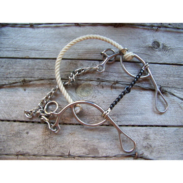 Bit - SS Hackamore/Sliding Gag w/SI Twist and Rope Noseband