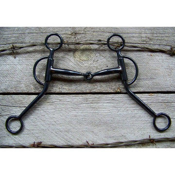 Bit - Black Satin Shanked Snaffle with Copper Inlay
