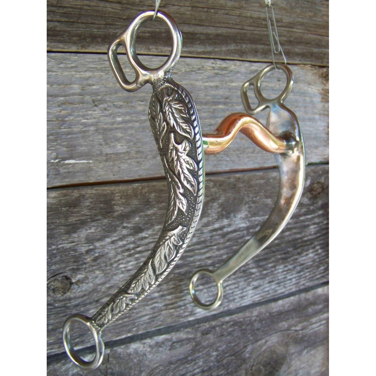 Bit - SS Grazing Bit w/Copper Mouth, Oak Leaf Design