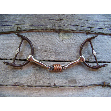 Bit - Antique Brown Sliding Gag with Dog Bone, Copper Rollers