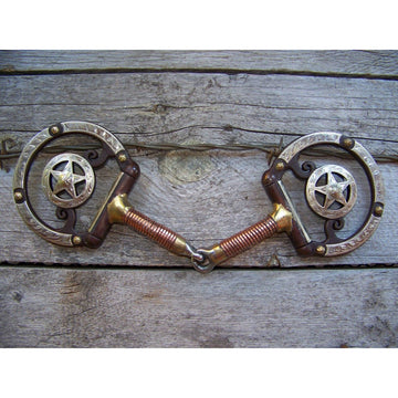 Bit - Antique Dee with Engraved Trim, Star, Copper Wrapped Bars