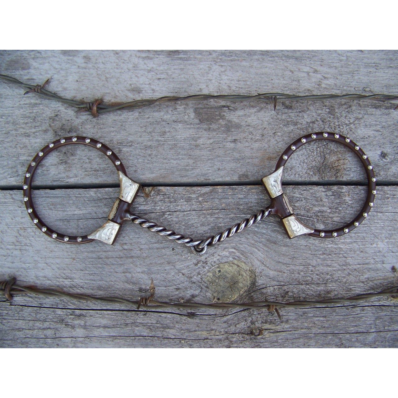 Bit - Antique D-Ring Twist with GS Silver Trim/SS Dots