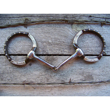Bit - Antique Offset Smooth Snaffle w/German Silver Trim and Dots