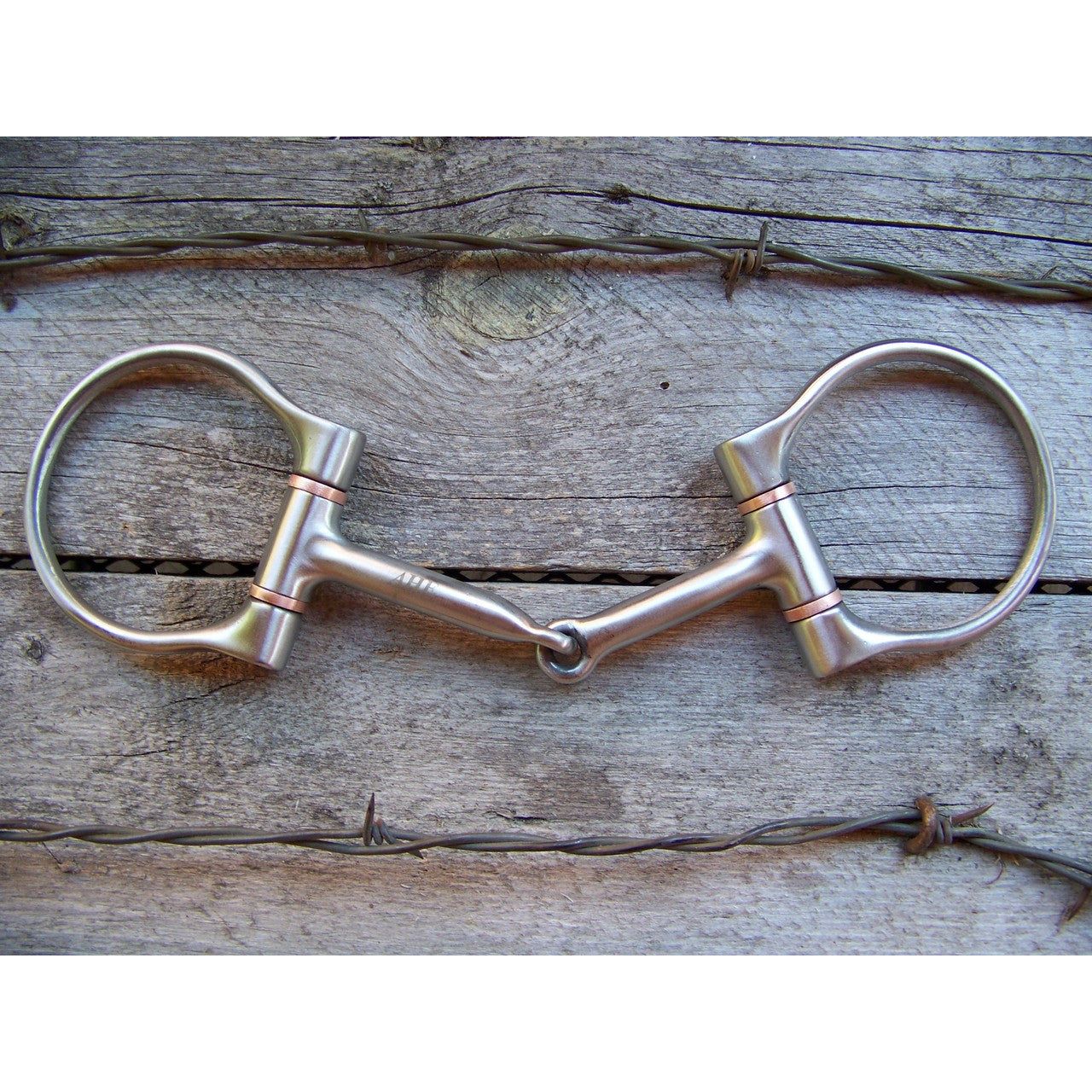 Bit - Brushed SS Dee with Curved Snaffle, Copper Inlay