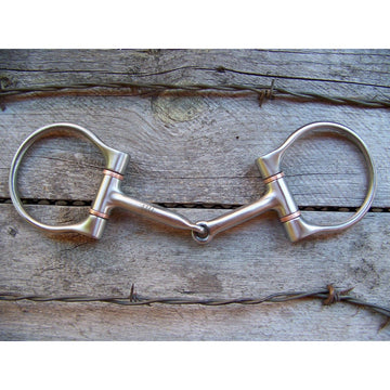 Bit - Brushed SS Dee with Curved Snaffle, Copper Inlay