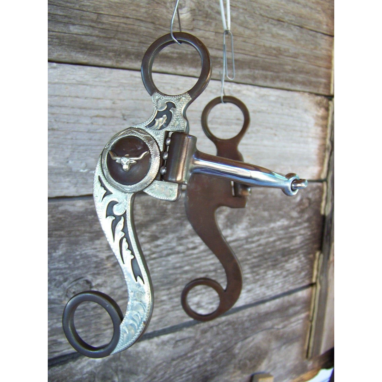 Bit - Antique Snaffle with German Silver Longhorns