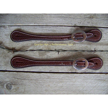 Spur Straps - Straight Basket Weave Tooling (Mens - Dark Oil)