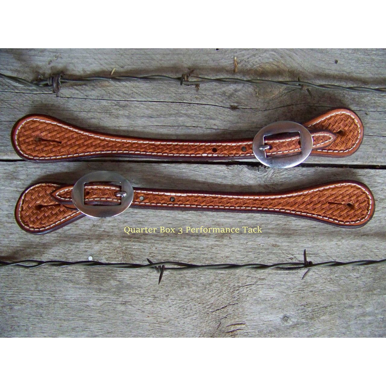 Spur Straps - Straight Basket Weave Tooling (Mens - Natural)