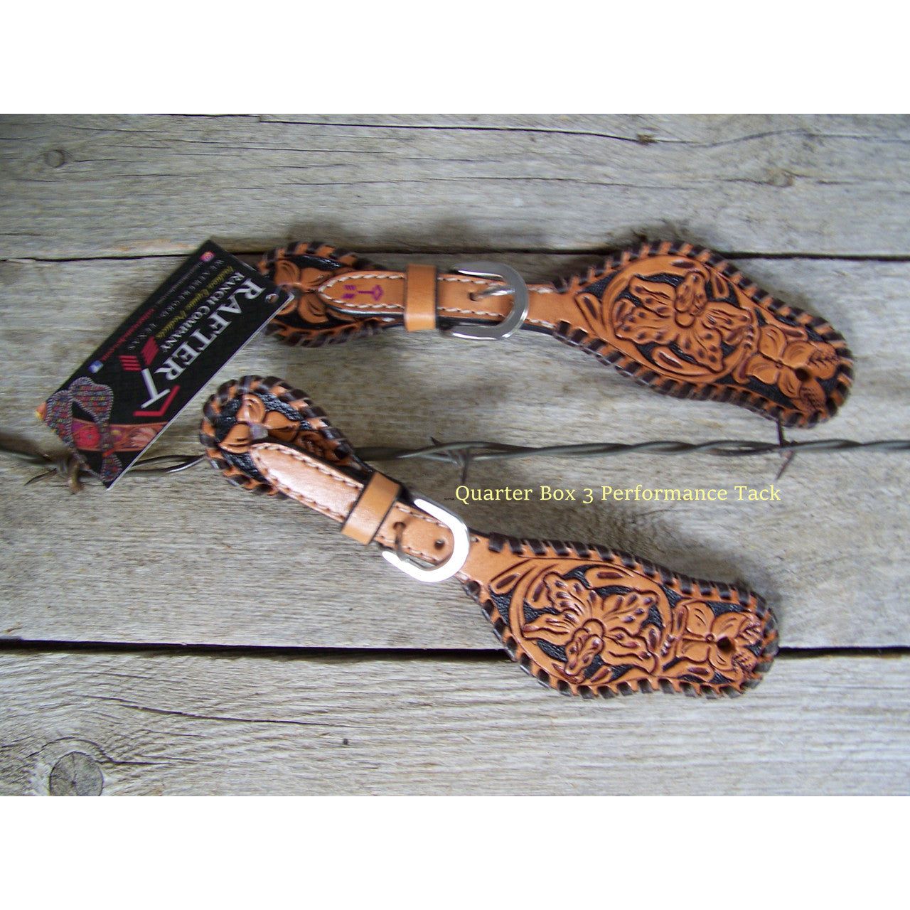 Spur Straps - Tooled Floral (Youth) by Rafter T Ranch Company