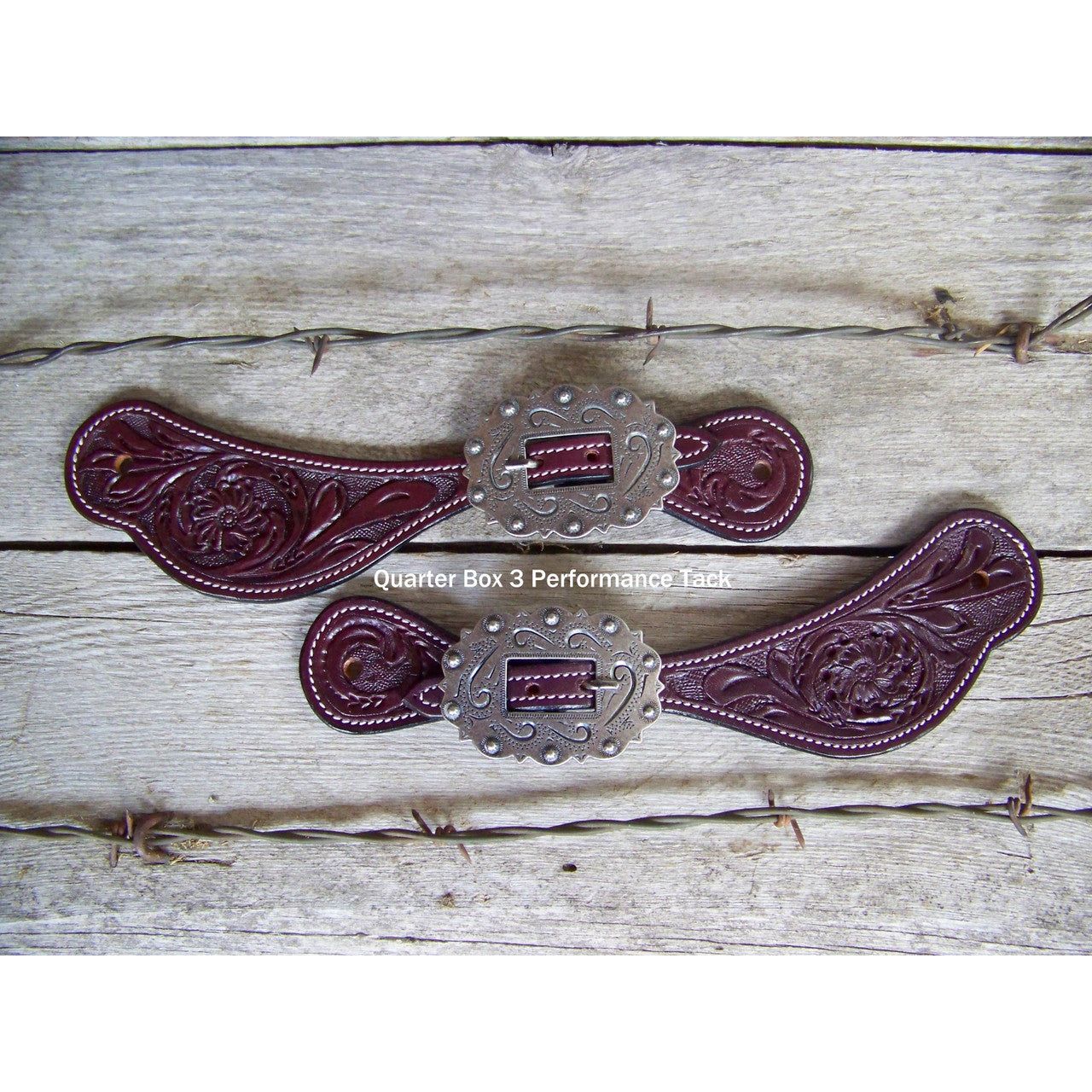 Spur Straps - Dark Oil Floral Design with Steel Buckle