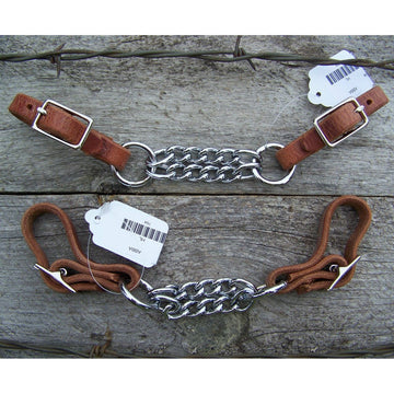 Curb - Double Chain Nickle Plated Harness Leather