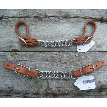 Curb - Harness Leather with Flat Stainless Steel Chain