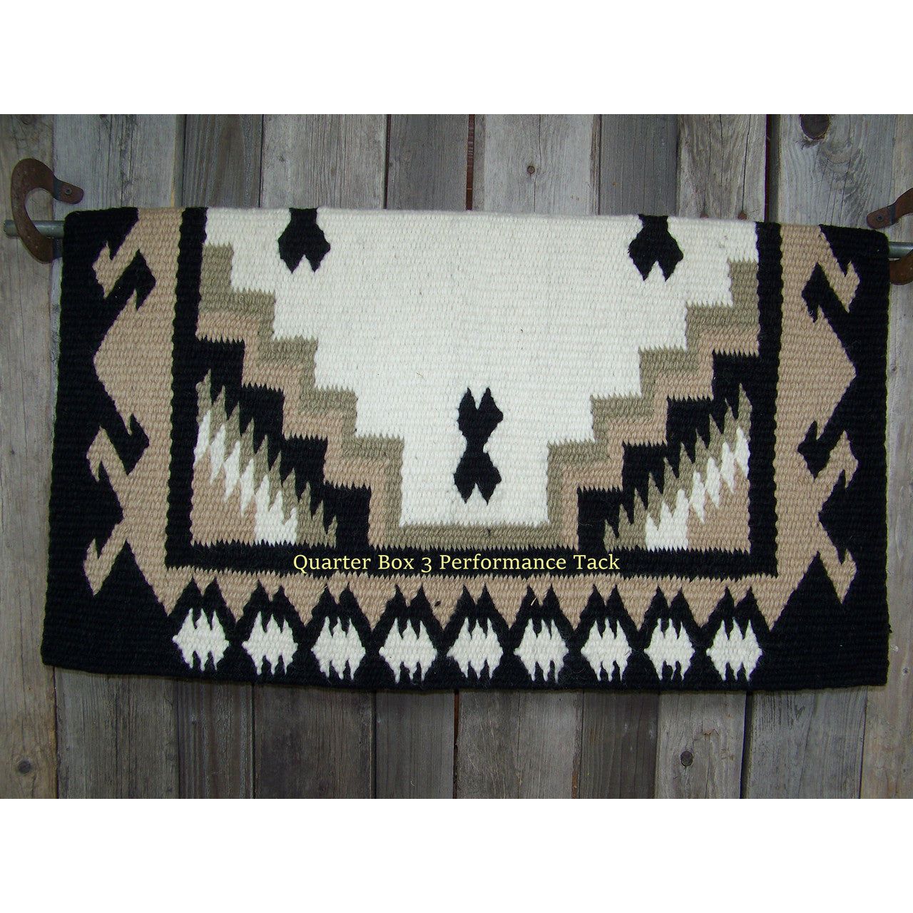 Haymaker Show Blanket - 38x34 (Black Base/Cream, Sand, Taupe Accents) by Mayatex