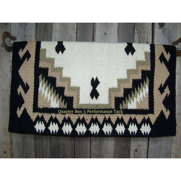 Haymaker Show Blanket - 38x34 (Black Base/Cream, Sand, Taupe Accents) by Mayatex