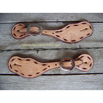 Spur Straps - Rough Out, Lined, Brown Buckstitched (Ladies)
