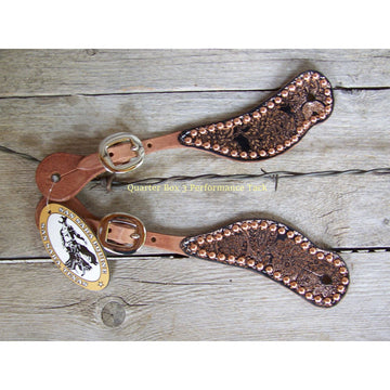 Spur Straps - Harness Leather, Exotic Print, SS Dots (Adult - Copper Paisley)