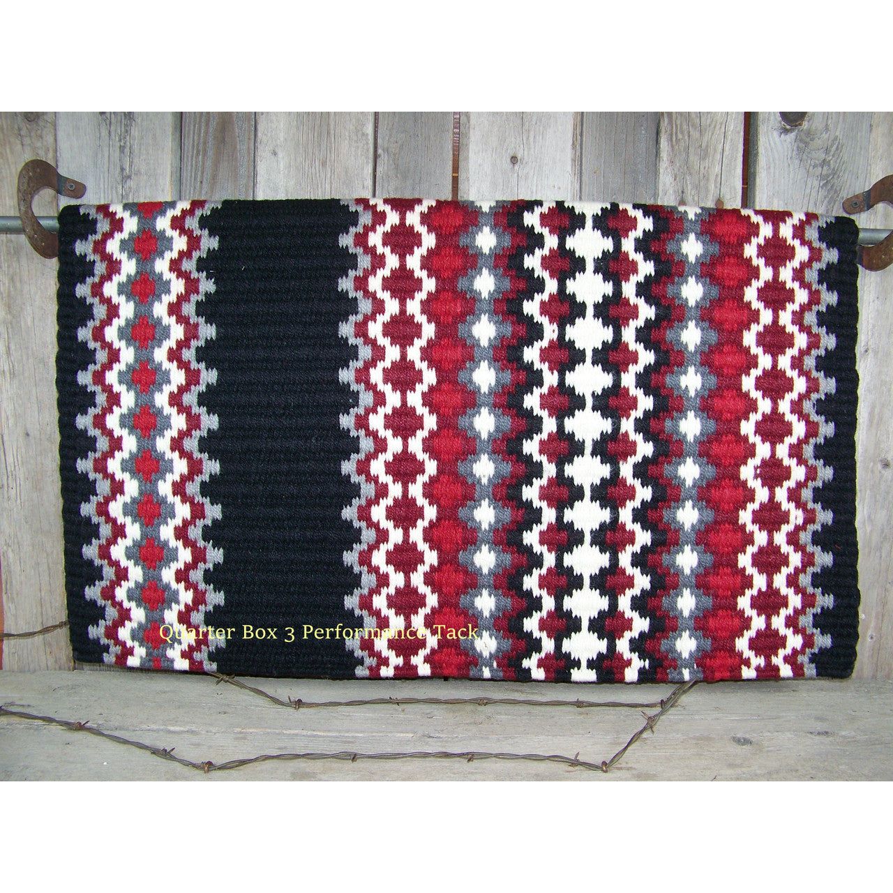 Gemini Show Blanket - 40x34 (Black Base/Red and Cream Accents) by Mayatex