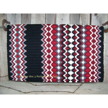 Gemini Show Blanket - 40x34 (Black Base/Red and Cream Accents) by Mayatex