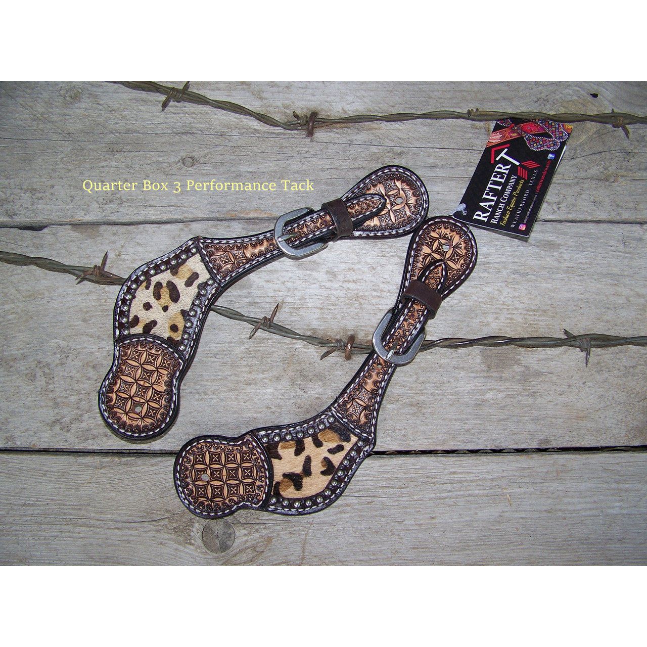 Spur Straps - Gator Stamp, Leopard Faux Fur (Ladies) by Rafter T Ranch Company